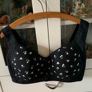 Daisy Bra sz 3XL Floral Black Women's Intimate Bra Snap Front Closure NWT